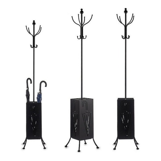 Clothes rack Umbrella stand Black Metal (34 x 188 x 34 cm)