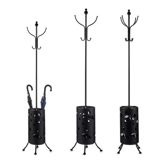 Clothes rack Umbrella stand Black Metal (44 x 185 x 44 cm)