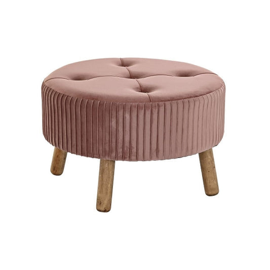 Leg Support DKD Home Decor Natural Wood Velvet Light Pink (61 x 61 x 38 cm)