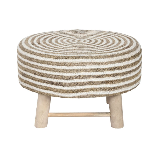 Footrest Home ESPRIT Jute Eucalyptus Wood 50 x 50 x 30 cm