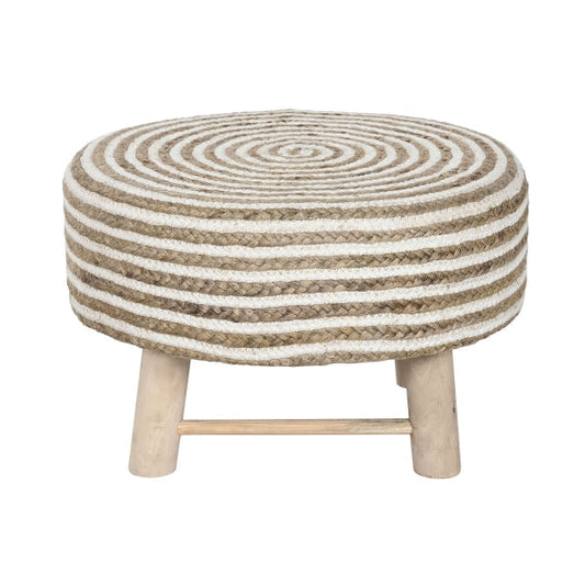 Repose-pieds Home ESPRIT Jute Eucalyptus Bois 50 x 50 x 30 cm