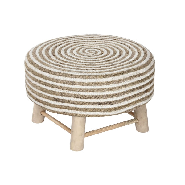 Footrest Home ESPRIT Jute Eucalyptus Wood 50 x 50 x 30 cm