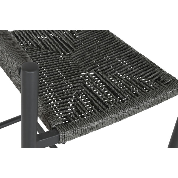 Home ESPRIT stool Black Dark gray Aluminum Rattan 52 x 55 x 105 cm