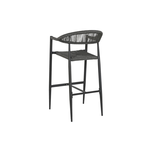 Home ESPRIT stool Black Dark gray Aluminum Rattan 52 x 55 x 105 cm