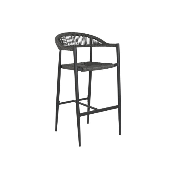 Home ESPRIT stool Black Dark gray Aluminum Rattan 52 x 55 x 105 cm